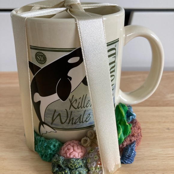 Sea World Orlando Killer Whale Shamu Mug & Coral Reef Coaster NEW Vintage Retro - Picture 4 of 6
